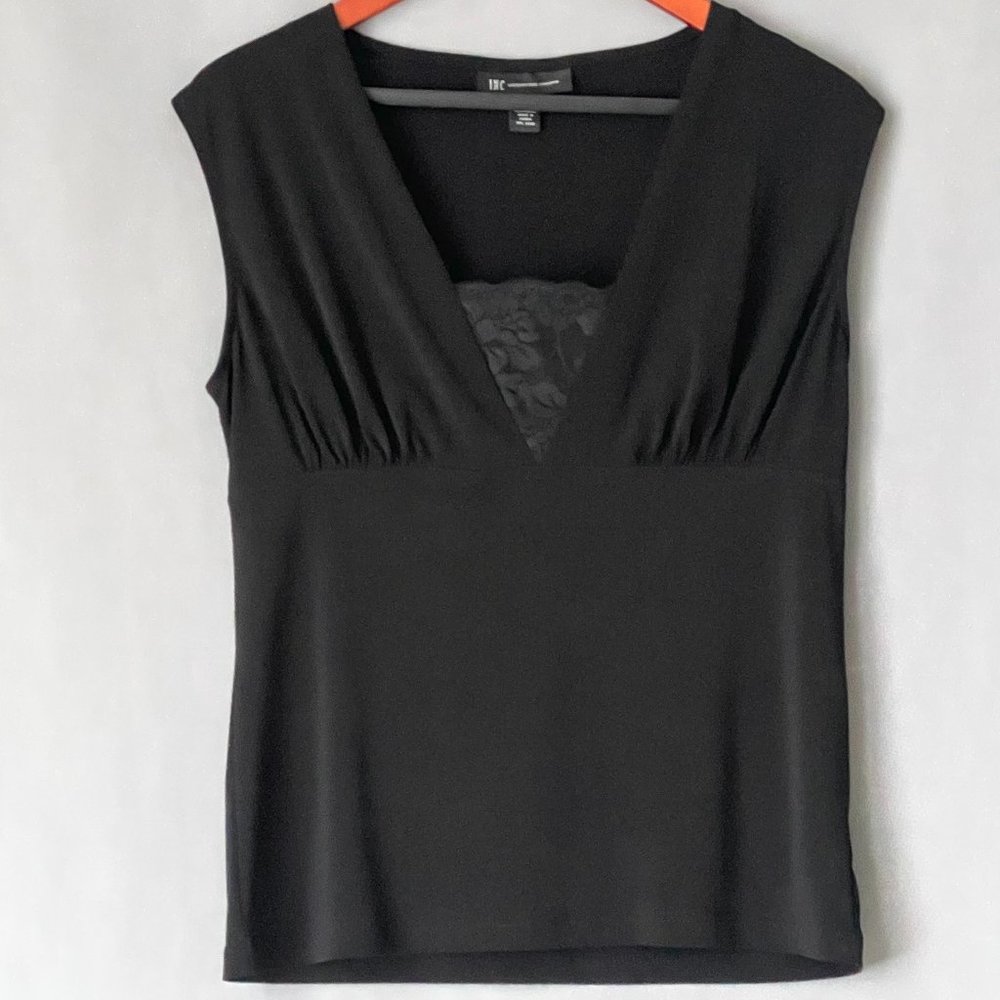 INC International Concepts Black Top Lace Insert Size M